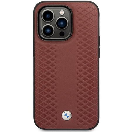 Etui BMW BMHCP14L22RFGR na iPhone 14 Pro burgundowy/burgundy Leather Diamond Pattern