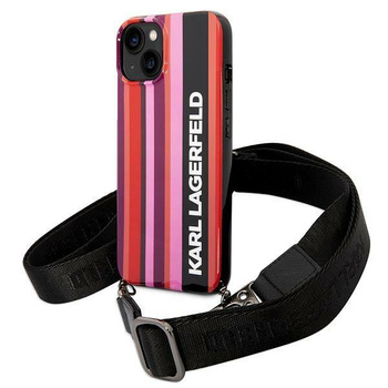 Etui Karl Lagerfeld KLHCP14SSTSTP na iPhone 14 hardcase - różowe Color Stripes Strap