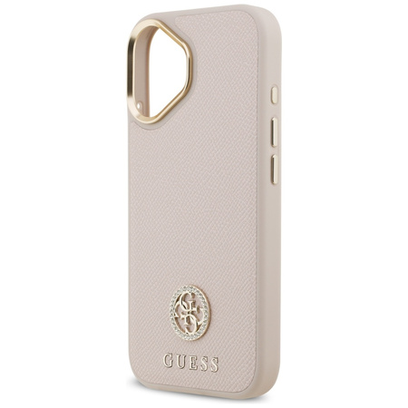 Etui Guess Grained Strass Logo MagSafe do iPhone 17 różowy