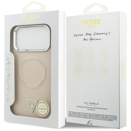 Etui Guess Triangle Logo MagSafe do iPhone 17 Pro beżowy