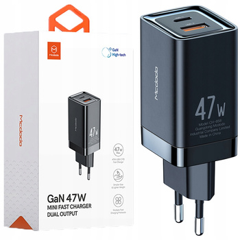 Ładowarka Mcdodo mini GaN 2X USB/USB-C PD QC - 47W czarna