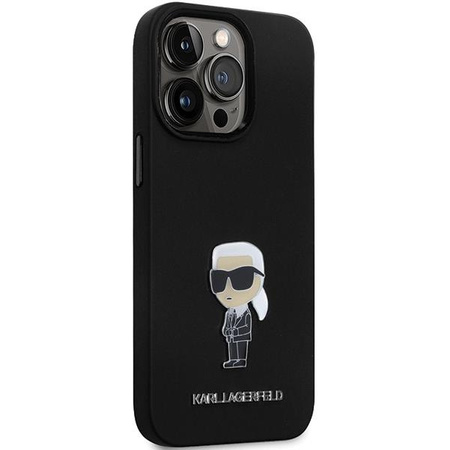 Etui Karl Lagerfeld KLHCP13XSMHKNPK na iPhone 13 Pro Max - czarne Silicone Ikonik Metal Pin