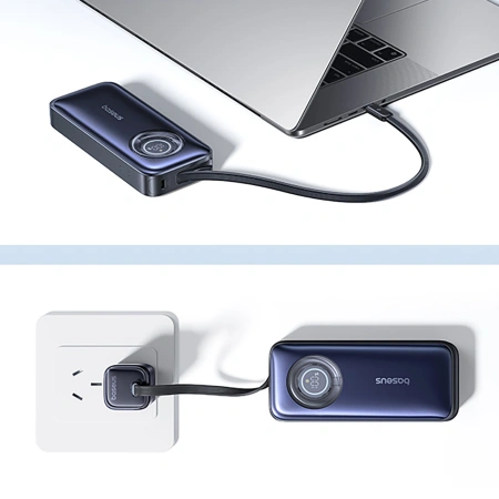 Powerbank Baseus EnerCore CR11 20000mAh 67W ze zwijanym kablem USB-C - czarny