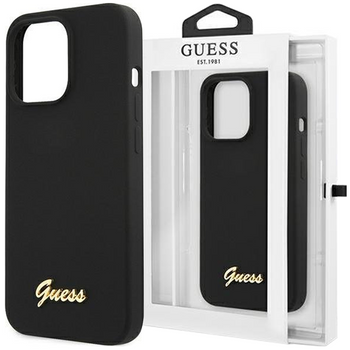 Guess GUHMP13MLSLMGBK iPhone 13 6,1" black/czarny hardcase Silicone Script Gold Logo Magsafe