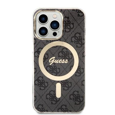 Zestaw Guess GUBPP13LH4EACSK Case+ Charger iPhone 13 Pro czarny/black hard case 4G Print MagSafe