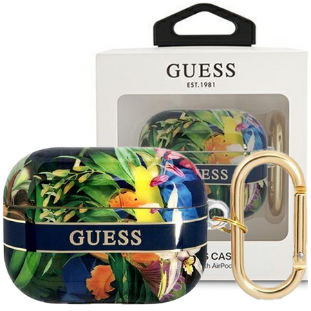 Guess GUAPHHFLB AirPods Pro cover niebieski/blue Flower Strap Collection