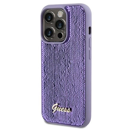 Etui Guess Sequin Script Metal na iPhone 13 Pro / 13 - fioletowe