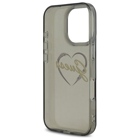 GUESS ETUI HARD CASE DO IPHONE 16 PRO 6.3 BLACK IML HEART Z LOGO DO 4G