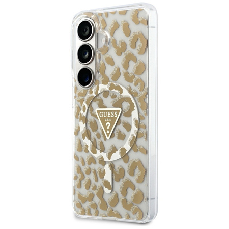 Etui Guess IML Leopard Print Triangle    MagSafe do Samsung Galaxy S26 brązowy