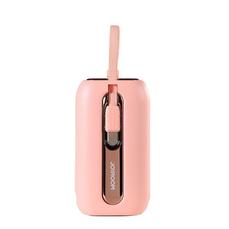 Joyroom powerbank 10000mAh Colorful Series 22.5W z 2 wbudowanymi kablami USB C i Lightning różowy (JR-L012)