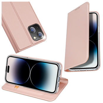 Etui do iPhone 15 Plus pokrowiec z klapką i portfelem Dux Ducis Skin Pro - różowe