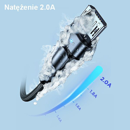 USAMS KABEL MICRO USB PLECIONY DO TELEFONÓW SAMSUNG 1M 2A SZYBKIE ŁADOWANIE