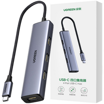 Ugreen rozdzielacz HUB USB Typ C - 4x USB 3.2 Gen 1 srebrny (CM473 20841)