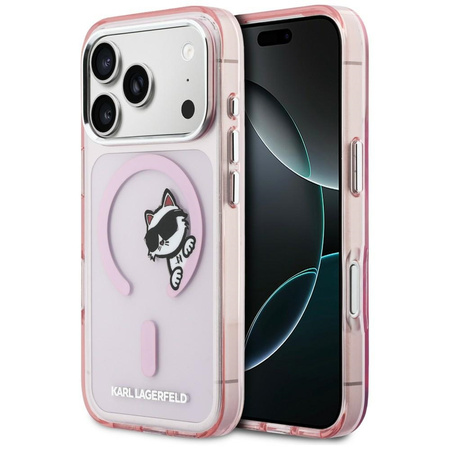 Etui Karl Lagerfeld IML Peekaboo MagSafe do iPhone 17 Pro różowy