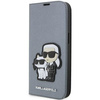 Etui Karl Lagerfeld KLBKP14XSANKCPG na iPhone 14 Pro Max 6.7" bookcase - srebrne Saffiano Karl&Choupette