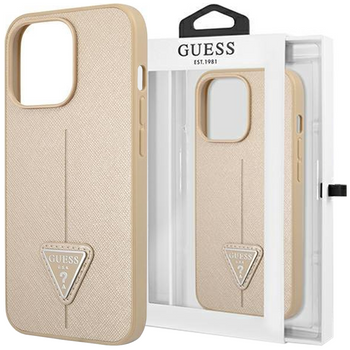 Guess GUHCP13SPSATLE iPhone 13 mini 5,4" beżowy/beige hardcase SaffianoTriangle Logo