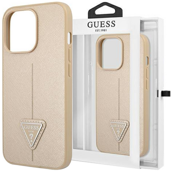 Guess GUHCP14XPSATLE iPhone 14 Pro Max 6,7" beżowy/beige hardcase SaffianoTriangle Logo