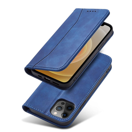 Magnet Fancy Case etui do iPhone 12 Pro pokrowiec portfel na karty kartę podstawka niebieski