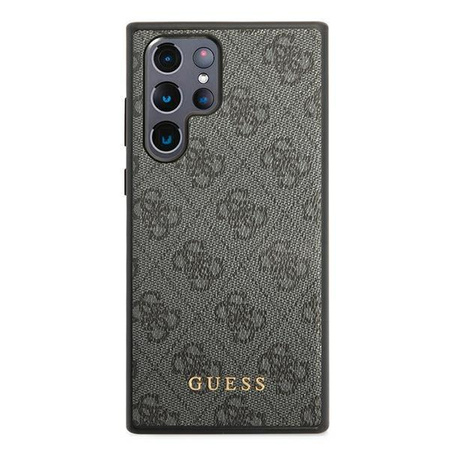 Guess GUHCS22LG4GFGR S22 Ultra S908 szary/grey hard case 4G Metal Gold Logo