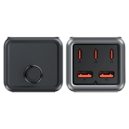 Ładowarka biurkowa Acefast Z2 GaN 75W PD 3x USB-C 2x USB-A - czarno-szara