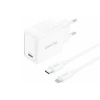 FONENG ładowarka sieciowa EU55 GaN PD 20W 1xUSB-C + kabel USB-C - Lightning Biały