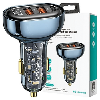 USAMS ŁADOWARKA SAMOCHODOWA 2xUSB 1xUSB-C 125W DO TELEFONÓW ZŁĄCZE USB-C