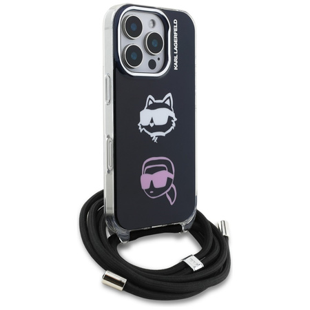 Etui Karl Lagerfeld IML Crossbody Karl&Choupette Head do iPhone 16 Pro czarny