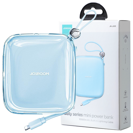 Joyroom powerbank 10000mAh Jelly Series 22.5W z wbudowanym kablem Lightning niebieski (JR-L003)
