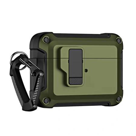 HURTEL ETUI PANCERNE DO AIRPODS 4 Z KARABINCIKIEM SILIKONOWE WYSOKA