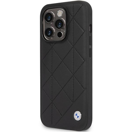 Etui BMW BMHCP14L22RQDK na iPhone 14 Pro - czarne Leather Quilted