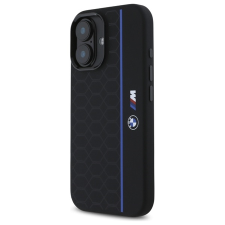 BMW ETUI HARDCASE DO IPHONE 16 6.1 DO MAGSAFE SILIKONOWE HEXAGON BLUE LINE