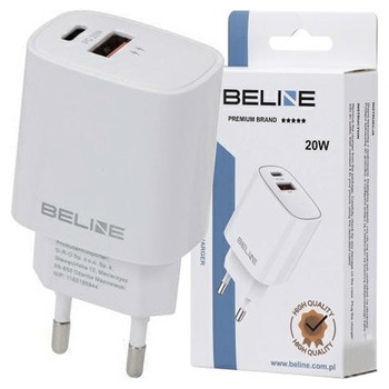 BELINE ŁADOWARKA SIECIOWA USB-C 1X USB DO TELEFONÓW IPHONE 12 13 14 SZYBKA