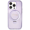 Etui Guess Ring Stand Script Glitter MagSafe na iPhone 14 Pro - fioletowe