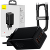Baseus GaN3 Pro szybka uniwersalna ładowarka sieciowa GaN 2 x USB Typ C / USB 65W PD3.0, QC4.0+, AFC czarny + kabel USB Typ C - USB Typ C 1m (CCGP050101)