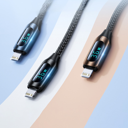 Kabel USB-C - Lightning Wozinsky WUCLC2 z wyświetlaczem LED 36W 2m  - czarny