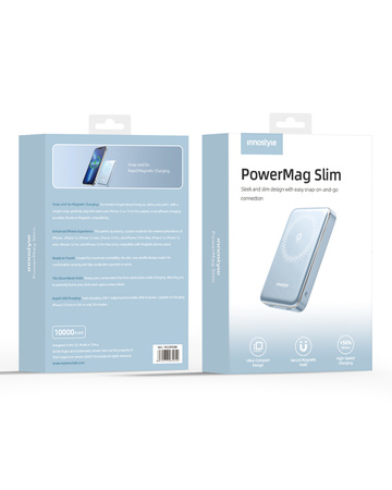 INNOSTYLE POWERMAG SLIM SZYBKI POWERBANK INDUKCYJNY DO MAGSAFE 10000MAH NIEBIESKI