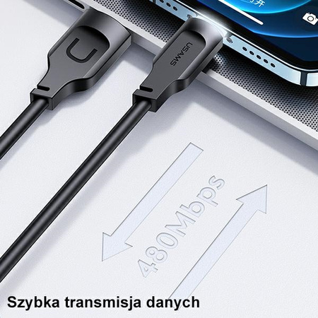 USAMS KABEL DO LIGHTNING 2,4A DO IPHONE 12 13 14 15 1,2M DŁUGOŚĆ FAST