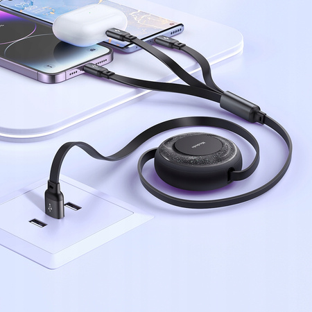 MCDODO KABEL USB 3W1 ZWIJANY SZYBKIE ŁADOWANIE USB-C LIGHTNING MICRO 66W