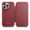 iCarer CE Premium Leather Folio Case skórzane etui iPhone 14 Pro z klapką magnetyczne MagSafe czerwony (WMI14220714-RD)