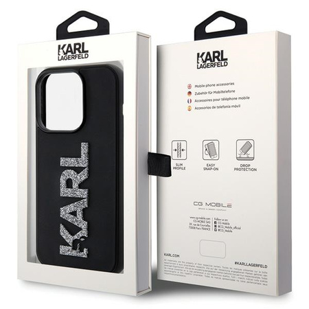 KARL LAGERFELD POKROWIEC HARDCASE 3D RUBBER Z LOGO DO IPHONE 15 PRO GLITTER