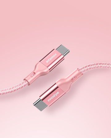 INNOSTYLE POWERFLEX KABEL USB-C SZYBKIE ŁADOWANIE DO IPHONE SAMSUNG 3A 60W KEVLAR 2M RÓŻOWY