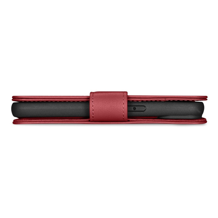 iCarer Wallet Case 2in1 etui iPhone 14 Pro skórzany pokrowiec z klapką Anti-RFID czerwony (WMI14220726-RD)