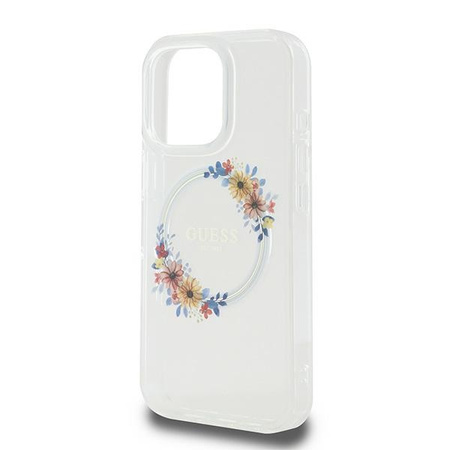 GUESS ETUI DO IPHONE 16 PRO 6.3 HARDCASE Z MAGNETYCZNYM WIEŃCEM KWIATÓW