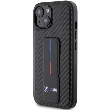 Etui BMW Grip Stand Smooth & Carbon na iPhone 15 - czarne