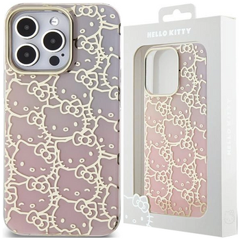 Etui Hello Kitty IML Gradient Electrop Crowded Kitty Head na iPhone 14 Pro Max - różowe