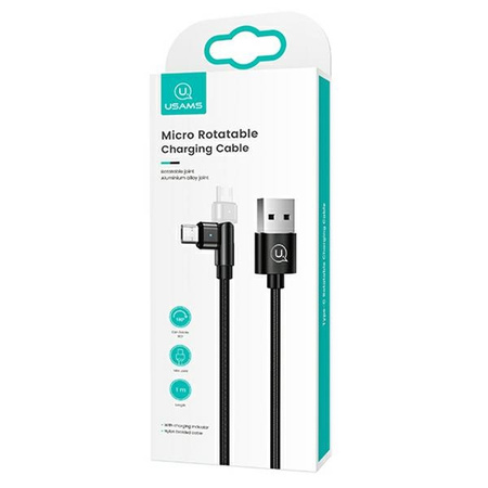 USAMS KABEL MICRO USB 2A DO ANDROID 1M OBROTOWY PLECIONY SZYBKIE ŁADOWANIE