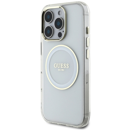 GUESS ETUI CASE IML METAL CIRCLE DO IPHONE 16 PRO DO MAGSAFE KLASYK LOGO