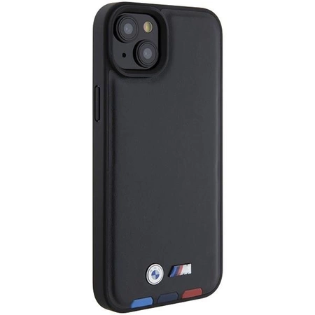 Etui BMW Leather Stamp Tricolor do iPhone 15 Plus - czarne