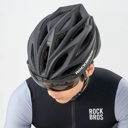 ROCKBROS KASK ROWEROWY Z SZYBKĄ ODPINANE OKULARY OCHRONĄ UV DO ROWERU