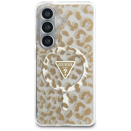 Etui Guess IML Leopard Print Triangle    MagSafe do Samsung Galaxy S26 brązowy
